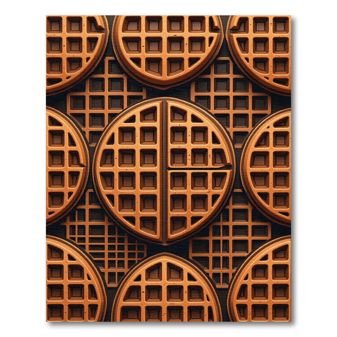 Textured Golden Waffle Grid Geometric Rug