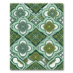 Elegant Emerald Quatrefoil Geometric Tile Rug