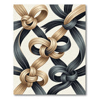Elegant Gold and Charcoal Intertwined Ribbon Rug