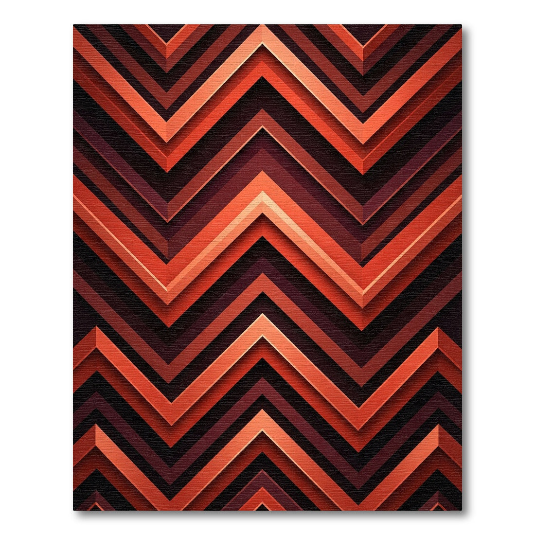 Terracotta Orange Chevron Layered Rug