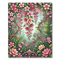 Pink Cherry Blossom Scroll Flourish Rug