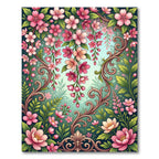 Pink Cherry Blossom Scroll Flourish Rug