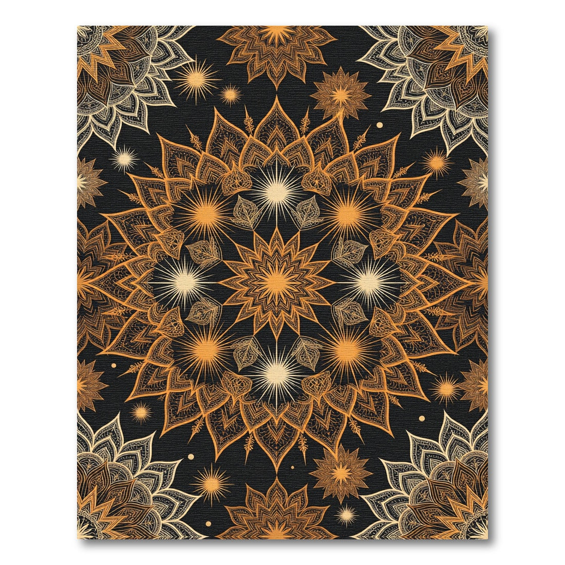 Golden Celestial Mandala Starry Night Rug