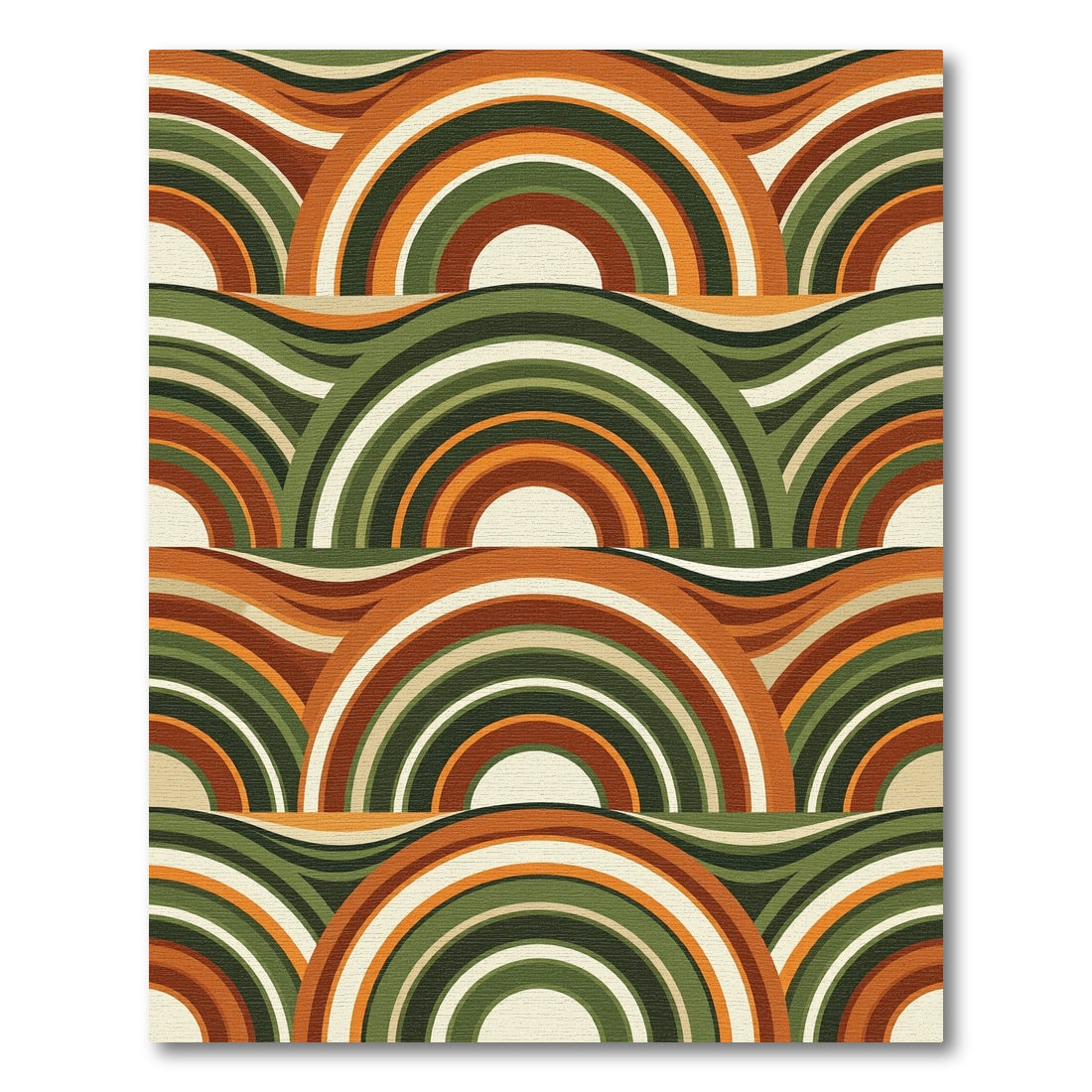 Mid-Century Retro Arched Earthy Waves Rug