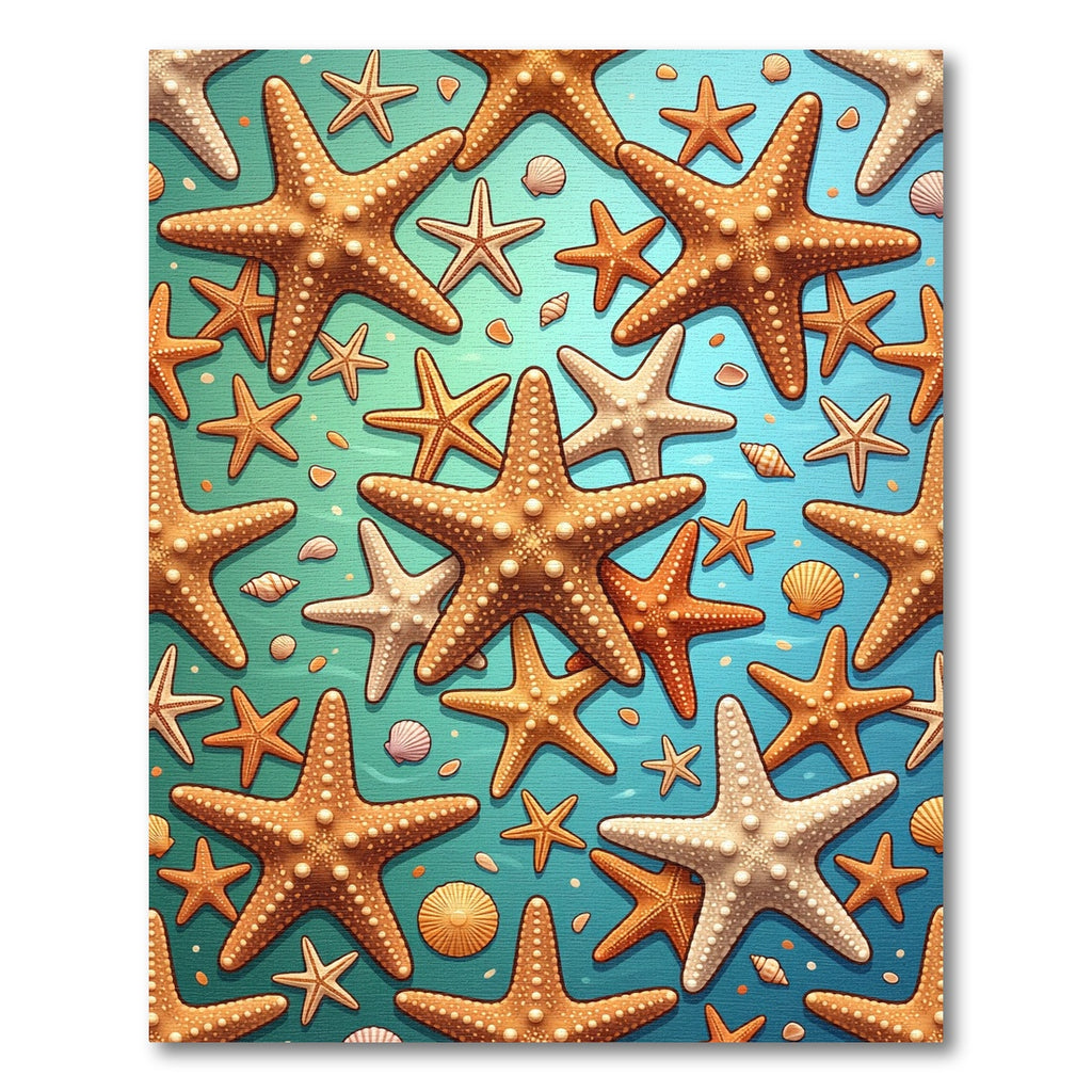 Coastal Starfish and Seashell Aqua Ocean Rug