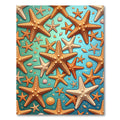 Coastal Starfish and Seashell Aqua Ocean Rug