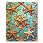 Coastal Starfish and Seashell Aqua Ocean Rug