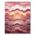 Ethereal Crimson Sunset Layered Waves Rug