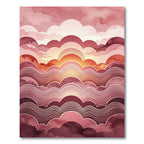 Ethereal Crimson Sunset Layered Waves Rug
