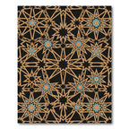 Golden Geometric Interlocking Star Constellation Rug