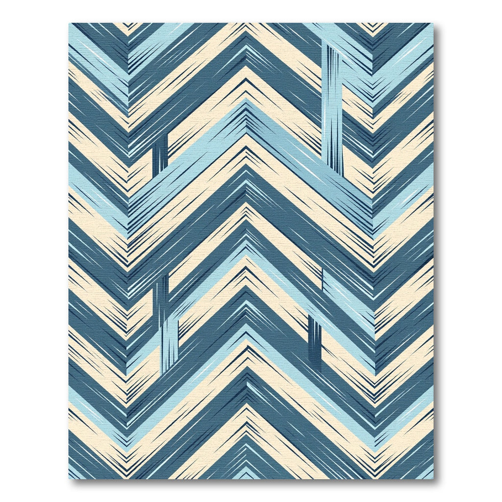 Blue Chevron Textured Geometric Herringbone Rug