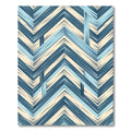 Blue Chevron Textured Geometric Herringbone Rug