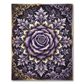 Elegant Violet Rose Ornate Floral Medallion Rug