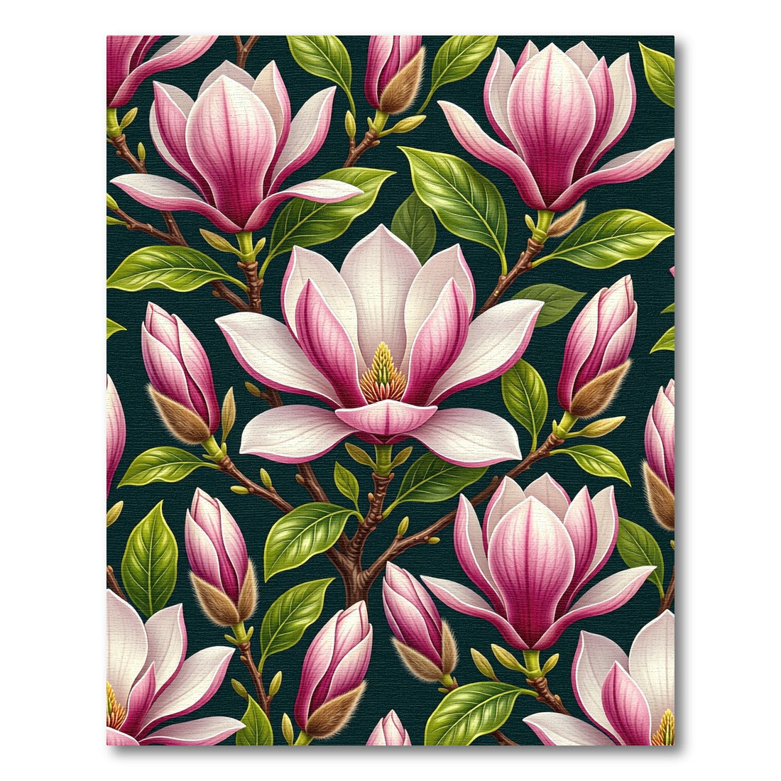 Pink White Magnolia Branch Bloom Rug