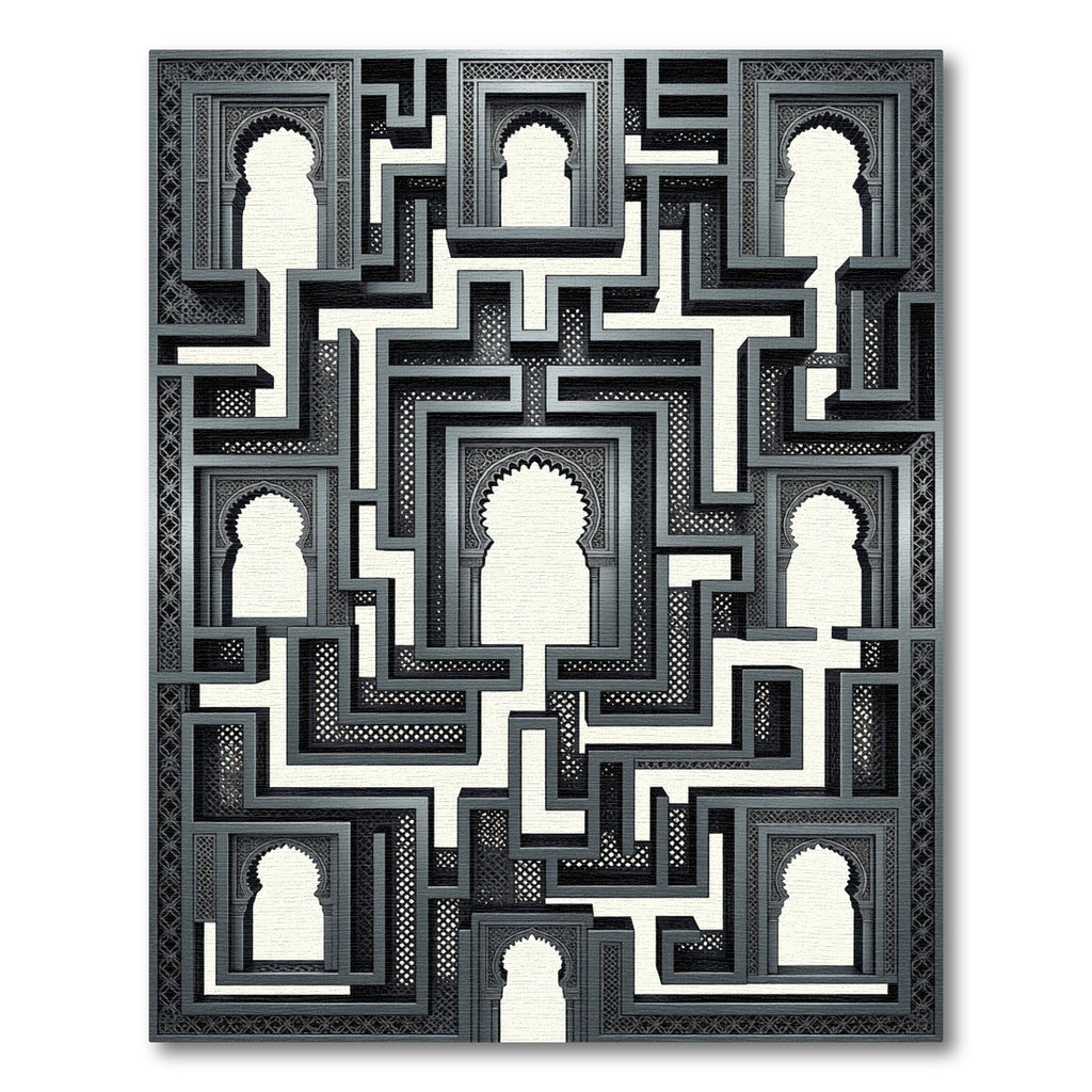 Ornate Arabesque Labyrinth Arch Rug