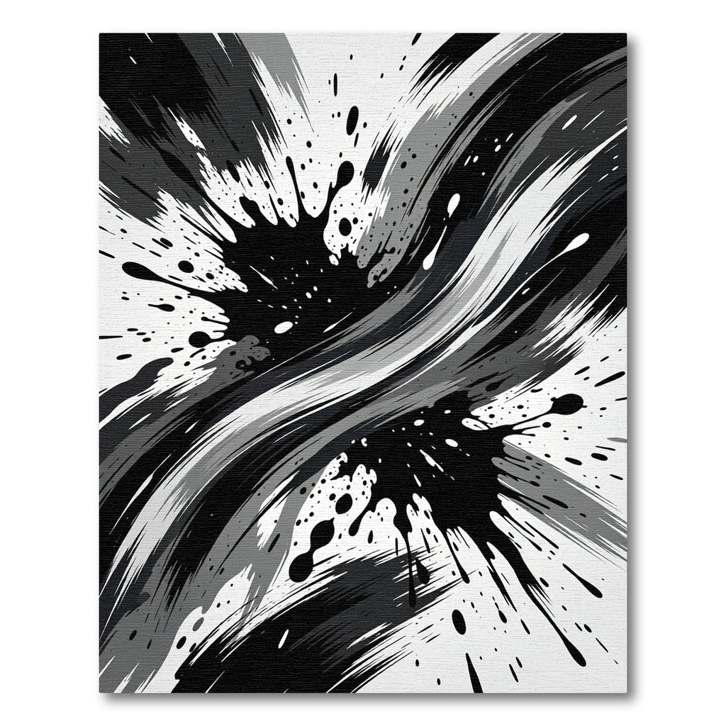 Monochromatic Abstract Ink Splatter Swirl Rug
