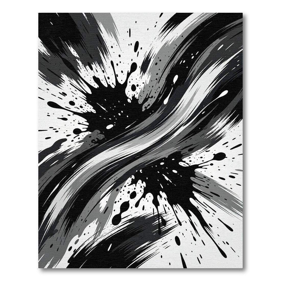 Monochromatic Abstract Ink Splatter Swirl Rug