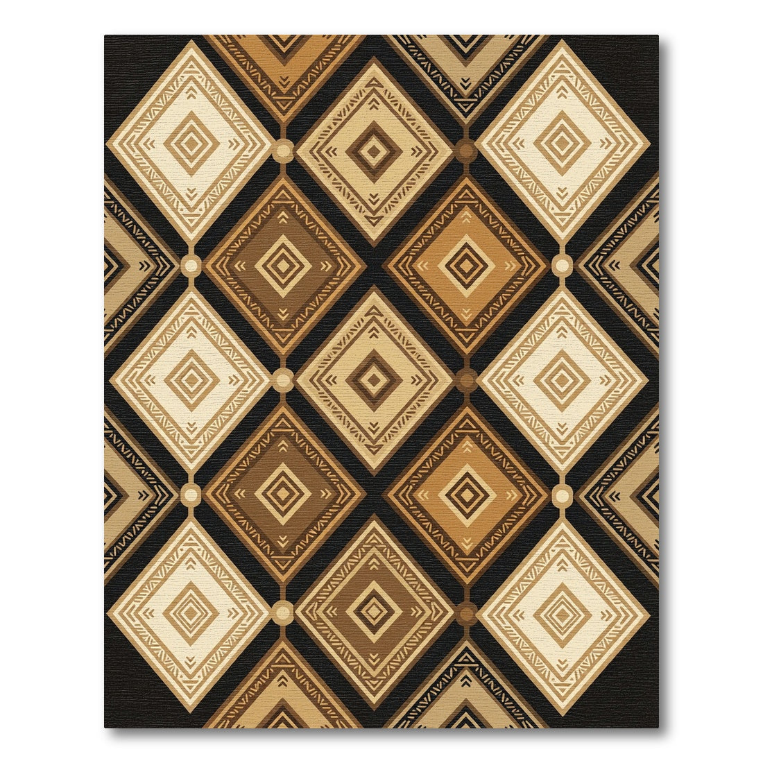 Earthy Geometric Diamond Grid Rug