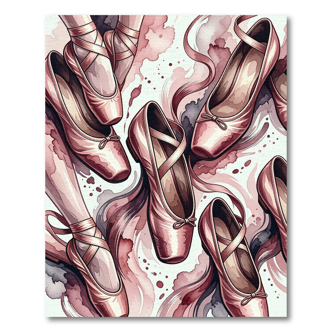 Watercolor Ballet Slipper Ribbon Abstract Rug