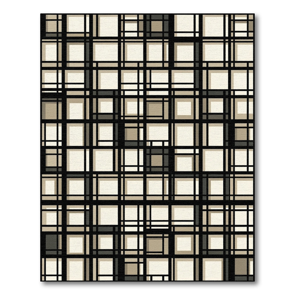 Modern Beige Grid Geometric Abstract Area Rug