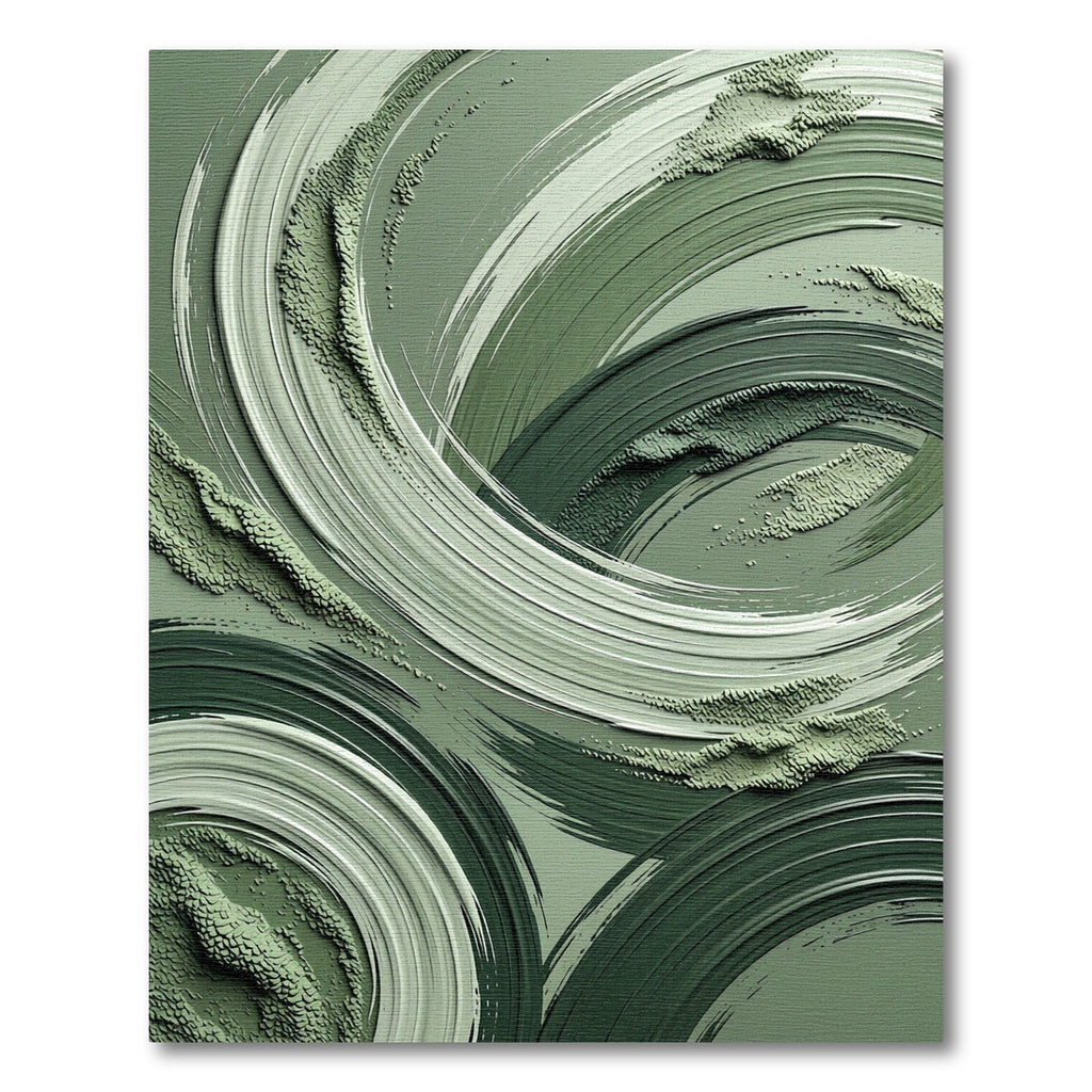 Muted Green Swirl Brushstroke Rug