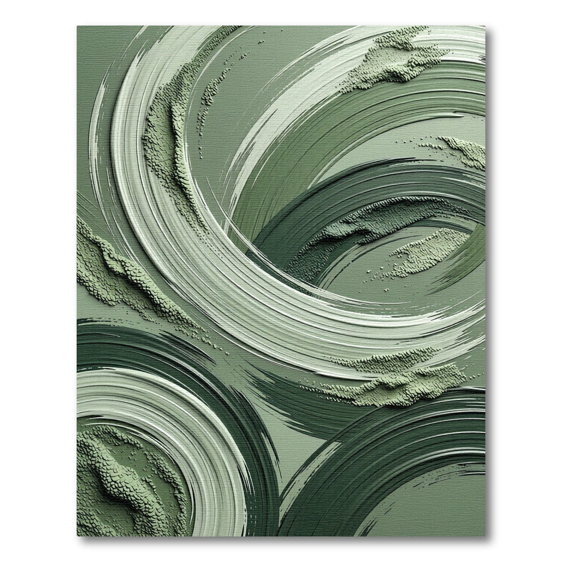 Muted Green Swirl Brushstroke Rug