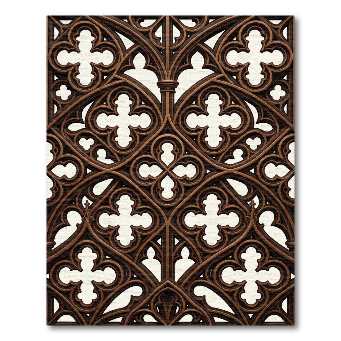 Gothic Brown Ornate Quatrefoil Lattice Rug