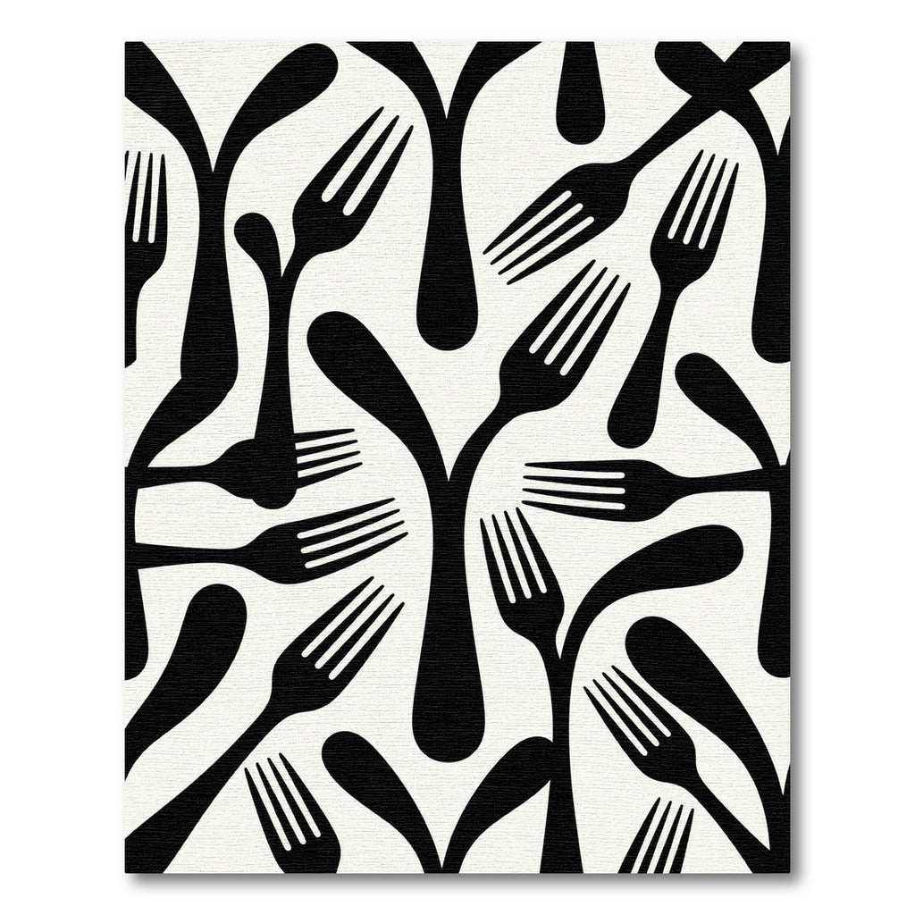 Black Abstract Fork Composition Rug