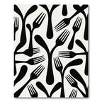 Black Abstract Fork Composition Rug