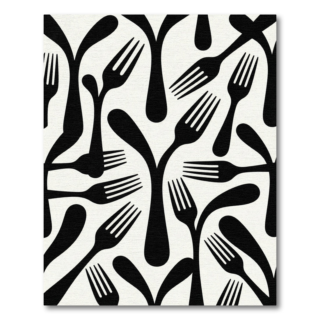 Black Abstract Fork Composition Rug