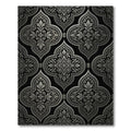 Elegant Metallic Silver Damask Trellis Rug