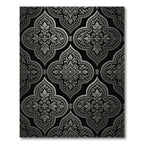 Elegant Metallic Silver Damask Trellis Rug