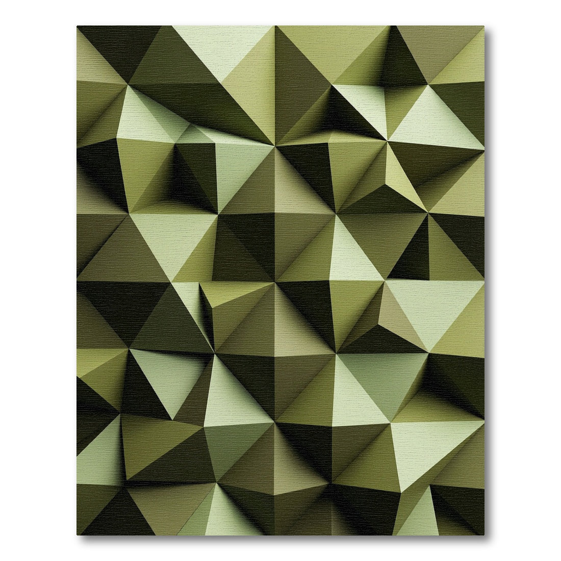 Olive Green Geometric Facet Rug