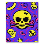 Groovy Yellow Skulls Pink Swirls Rug