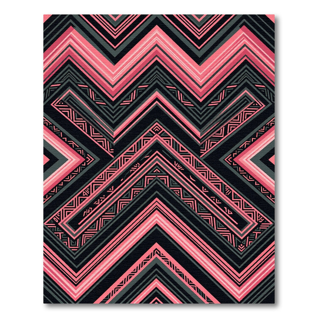 Bold Pink Charcoal Geometric Chevron Rug