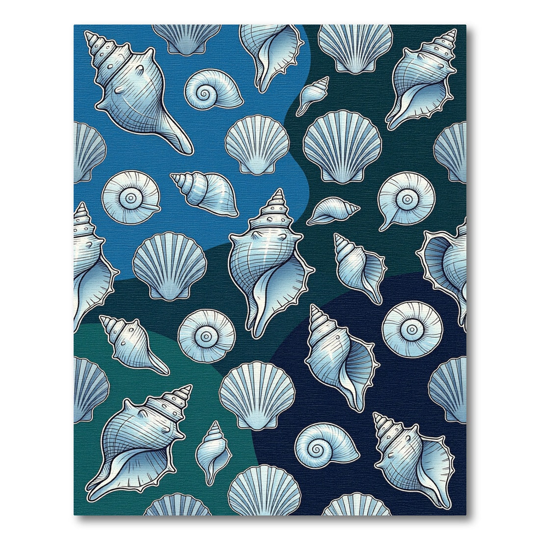 Light Blue Seashell Scatter Rug