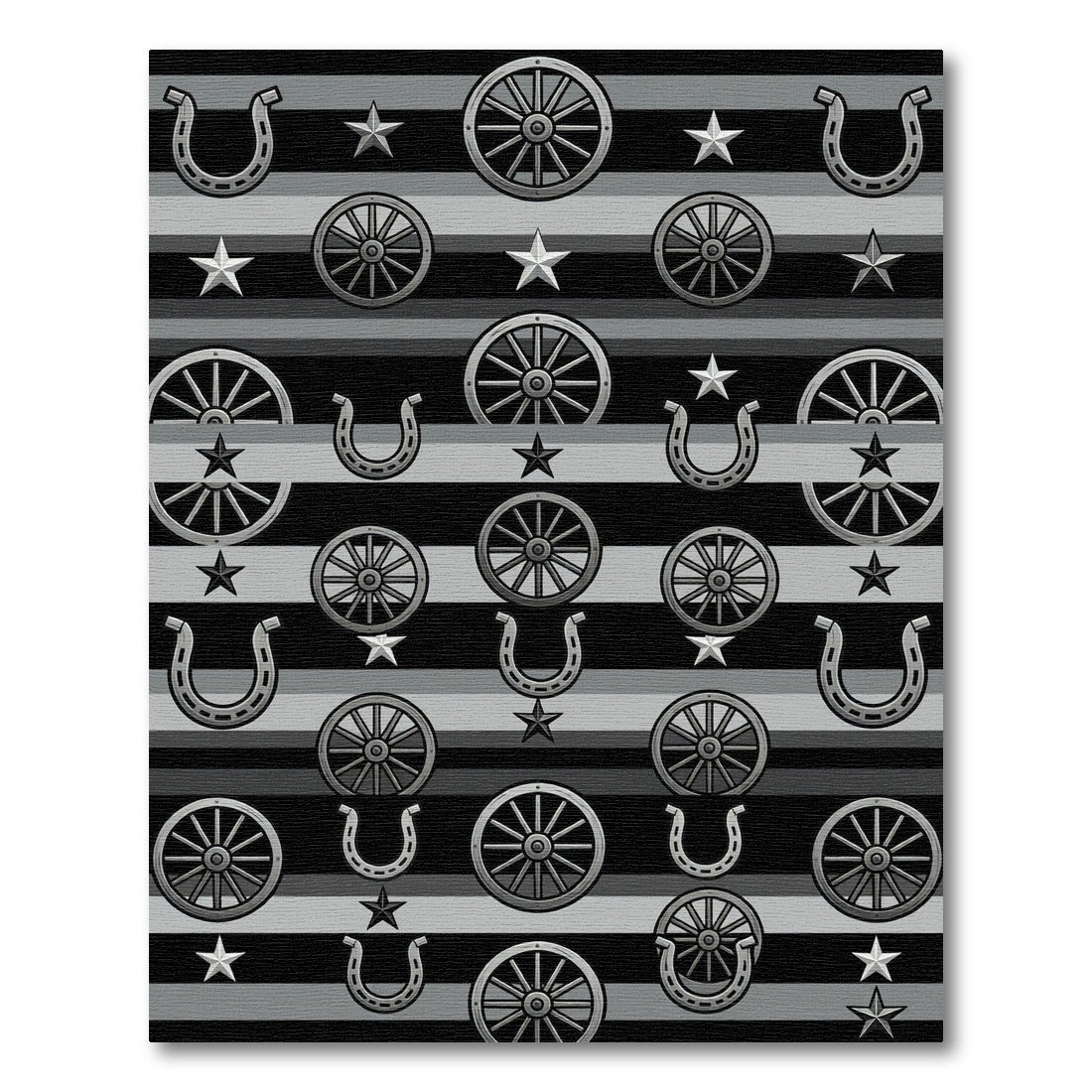 Western Wagon Wheel Horseshoe Star Rug