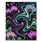 Abstract Orchid Swirl Peacock Feather Rug