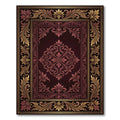 Ornate Damask Burgundy and Gold Medallion Rug