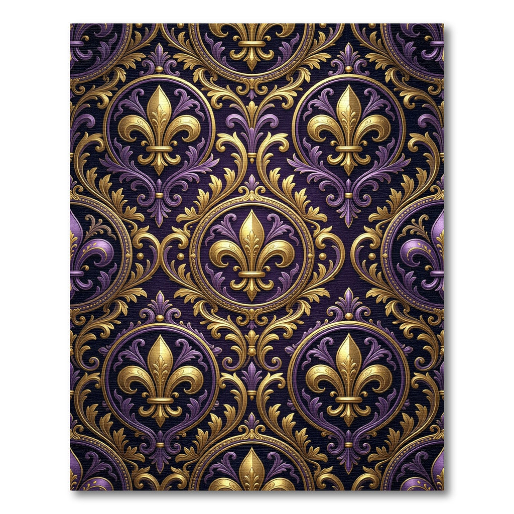 Royal Purple Gold Fleur de Lis Rug