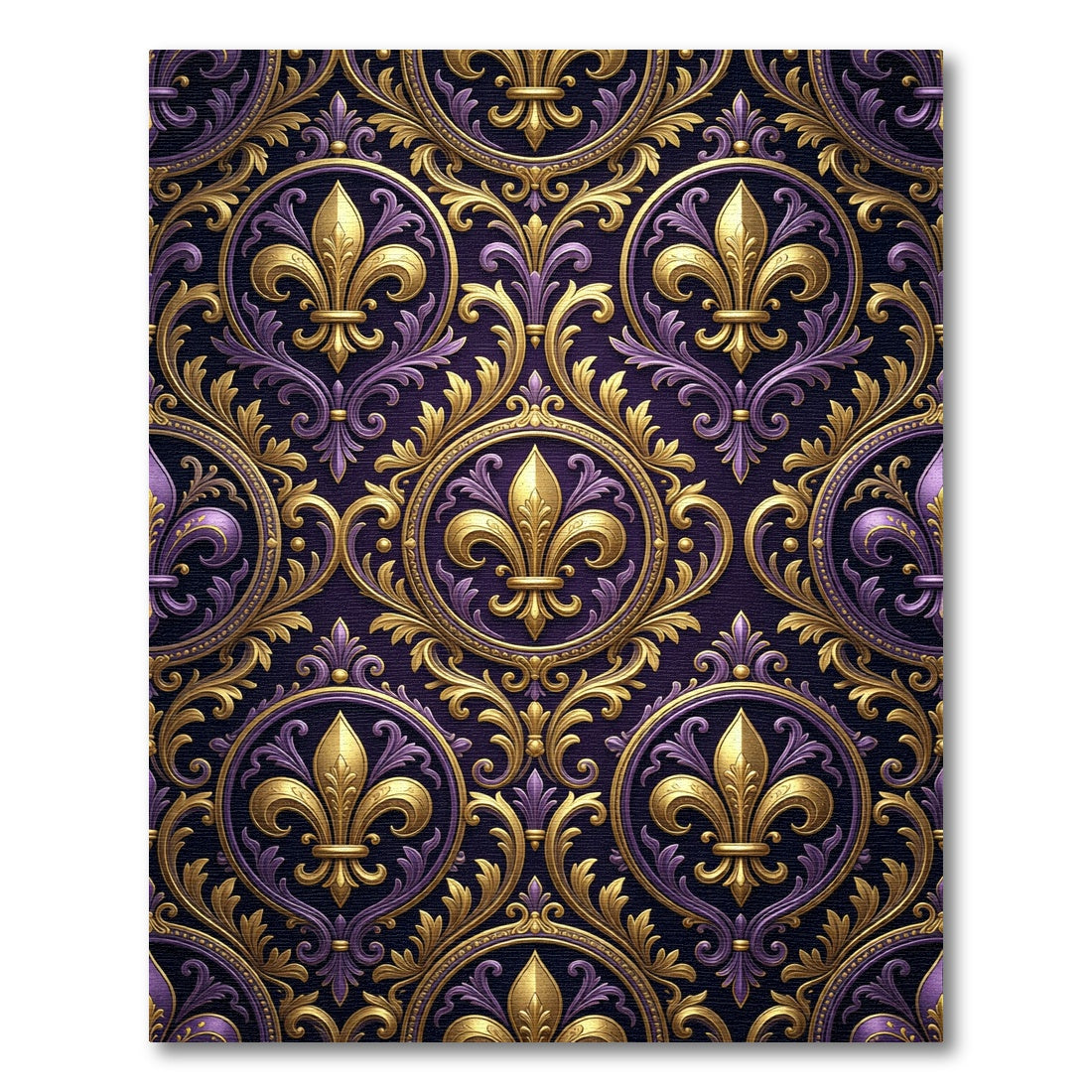 Royal Purple Gold Fleur de Lis Rug