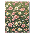 Blushing Floral Meadow on Sage Green Rug