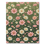 Blushing Floral Meadow on Sage Green Rug