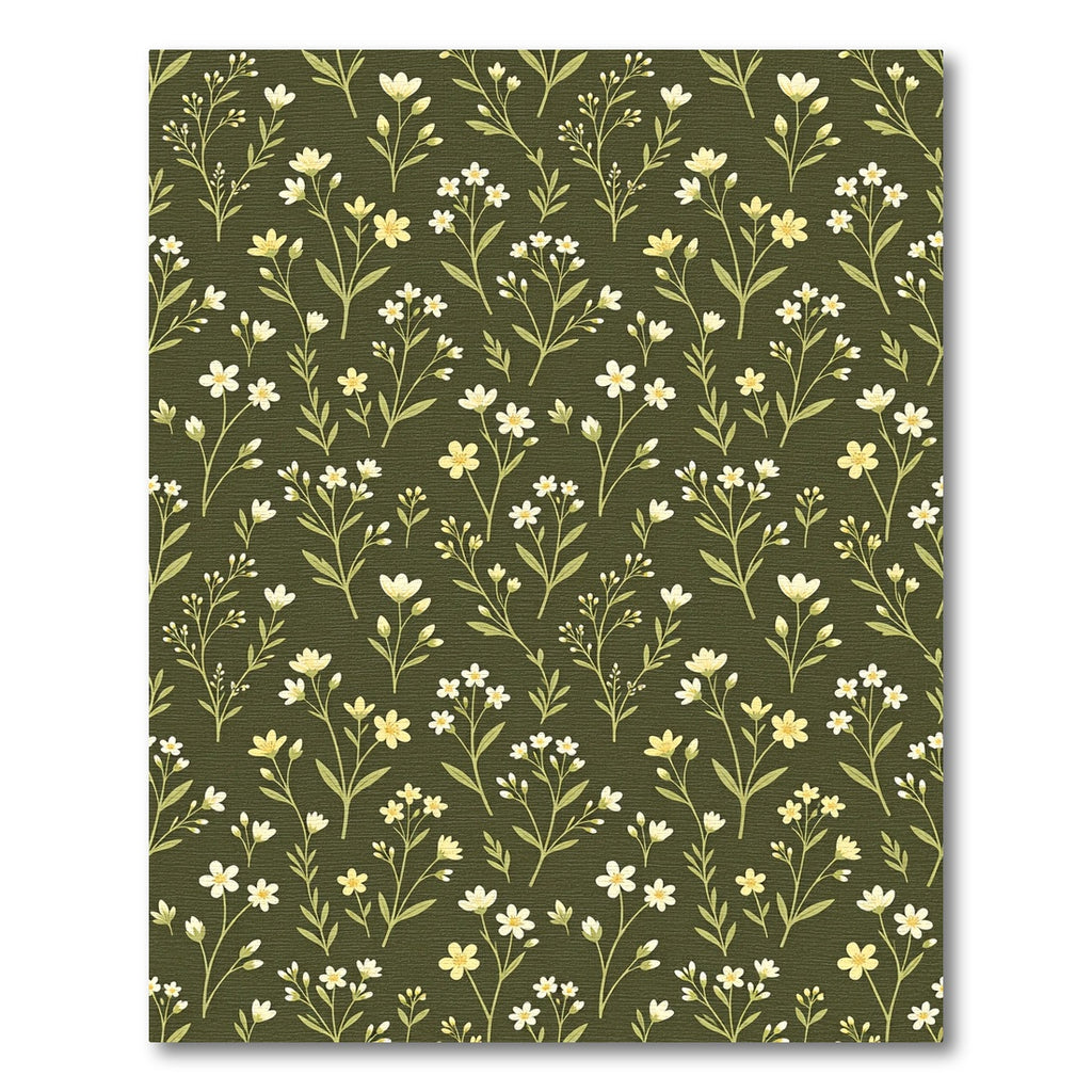 Olive Green Botanical Meadow Floral Rug