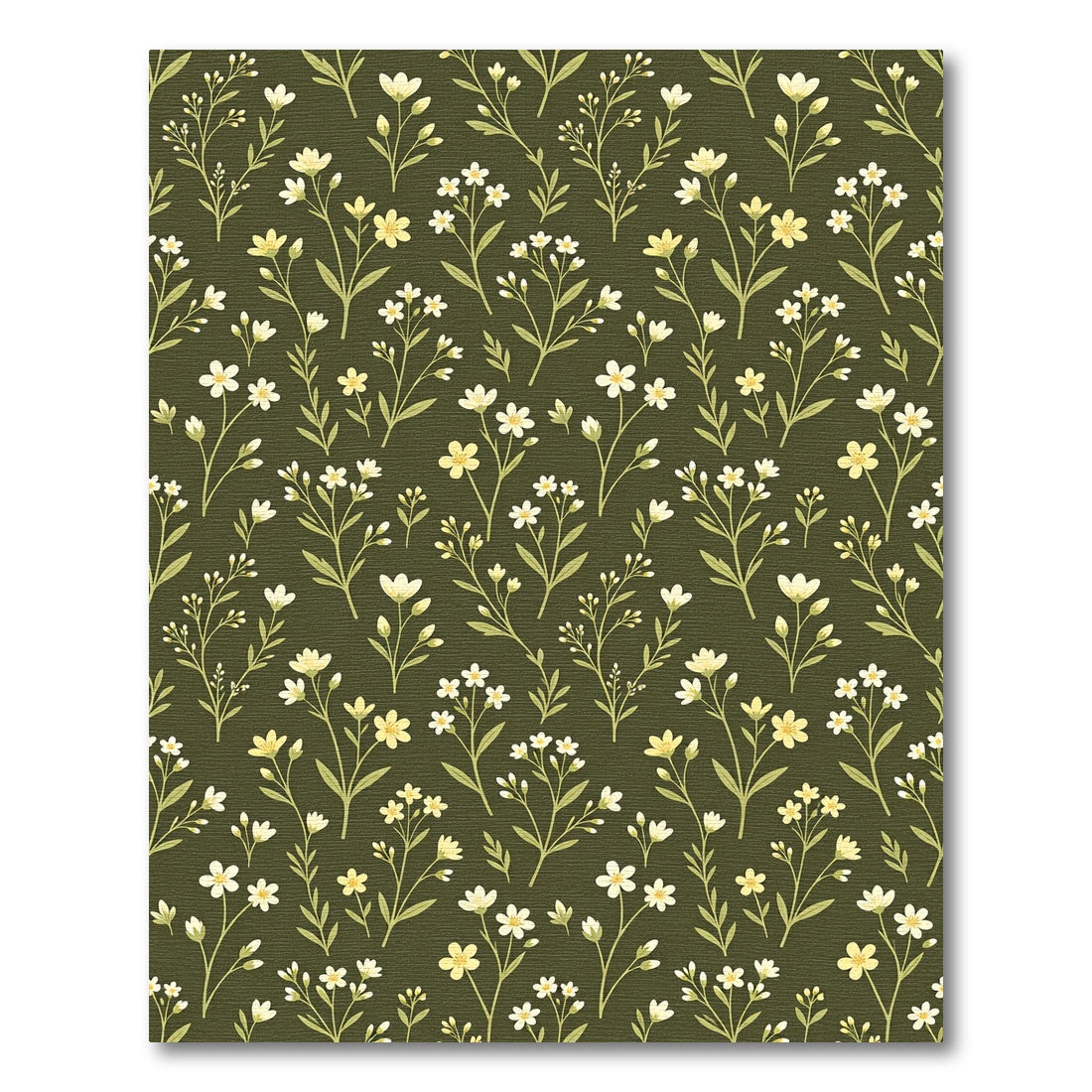 Olive Green Botanical Meadow Floral Rug