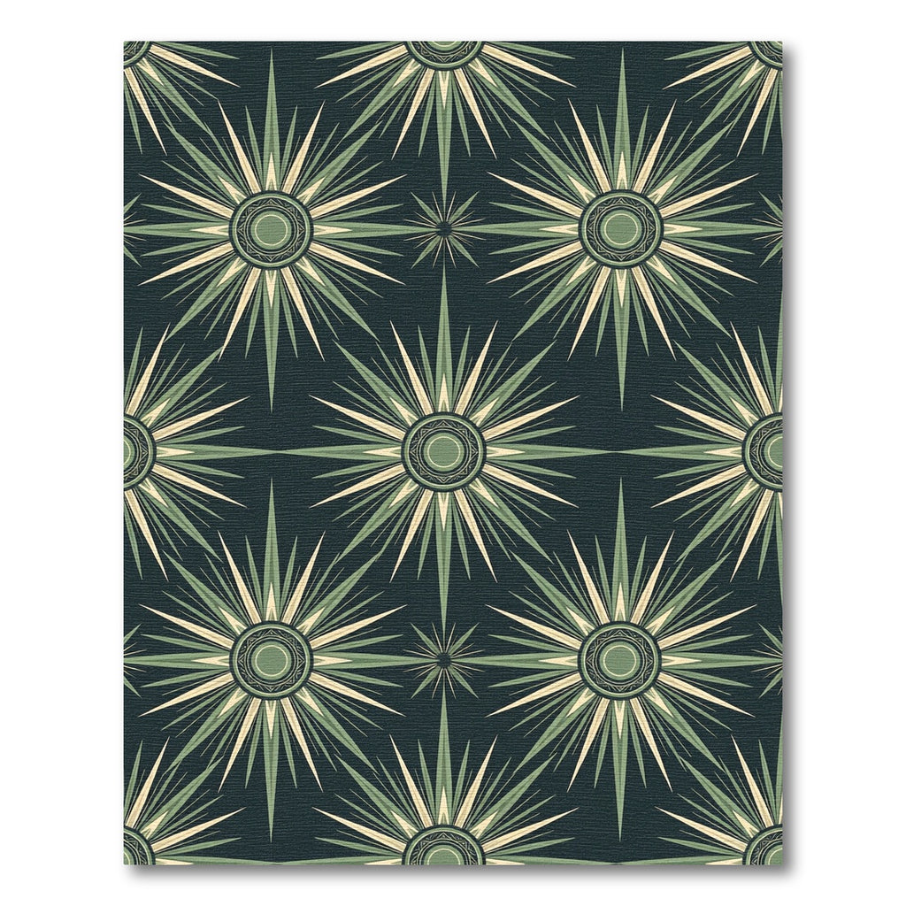 Sage Green Celestial Radiating Star Rug