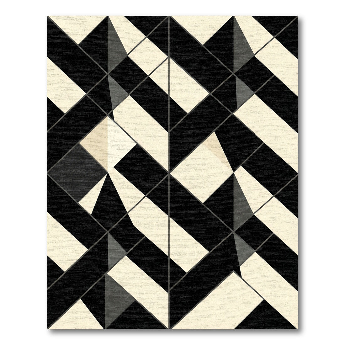 Monochromatic Geometric Interlocking Shapes Rug