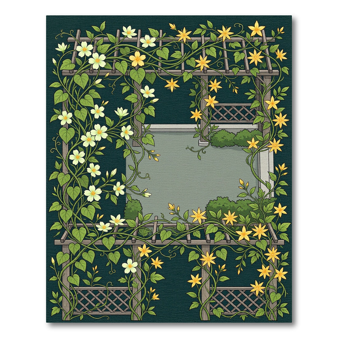 Vines Yellow White Flower Pergola Rug