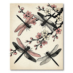 Sakura Blossom and Dragonfly Zen Art Rug