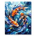 Abstract Koi Fish Blue Circular Movement Rug
